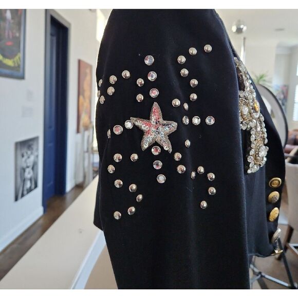 Nasty Gal Black Blazer with Gold and Silver Embellishments Size S/M - Picture 2 of 5